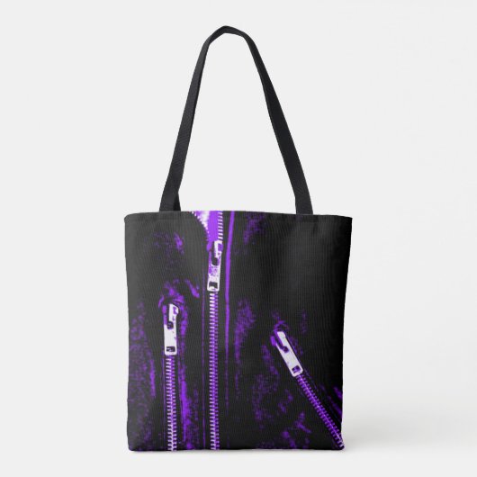 Rits Paarse print over de hele canvas tas (Achterkant)