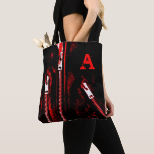 Rits Rode print Monogram over de hele canvas tas