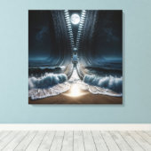 Rits Unzipping Moonlit Ocean Canvas Afdruk (Insitu (Houten vloer))