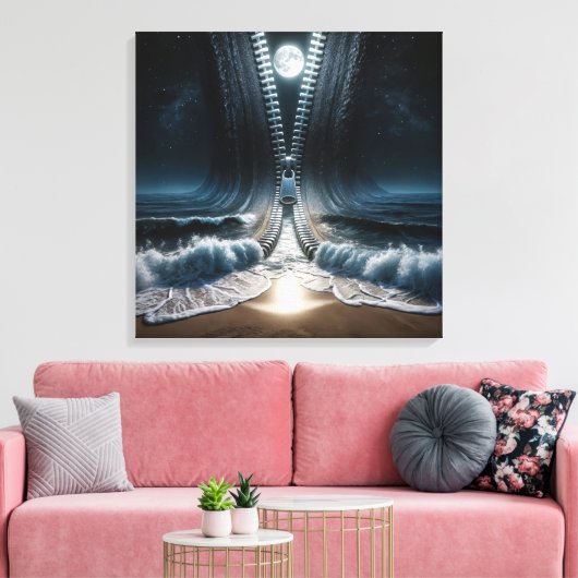Rits Unzipping Moonlit Ocean Canvas Afdruk (Insitu (Woonkamer))