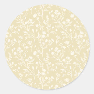 Ritselende Bloemen Neutraal - Gouden Tarwe Ronde Sticker