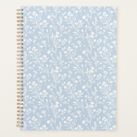Ritselende Bloemen Neutraal - Stofblauw Planner (Voorkant)