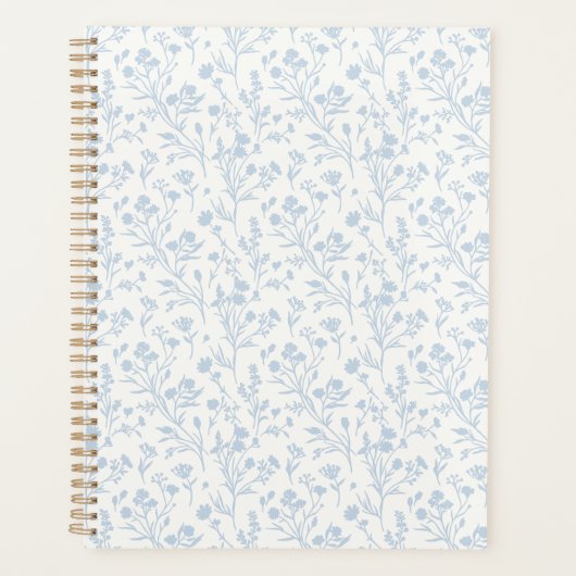 Ritselende Bloemen Stofblauw - Neutraal Planner (Voorkant)