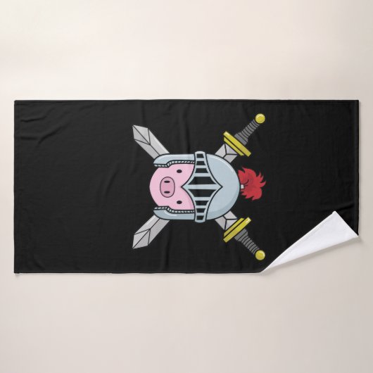 Ritter Schweinchen mit Rüstung Helm und Schwert Badhanddoek (Badhanddoek)