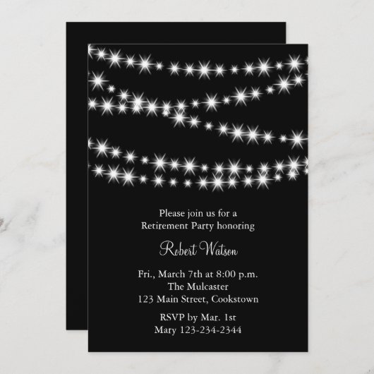 Ritterpartij Black Twinkle Lights Kaart (Voorkant / Achterkant)