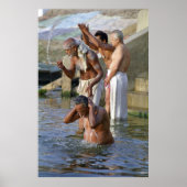 Ritual Bath in River Ganges, Varanasi, India Poster (Voorkant)