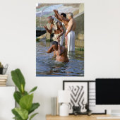 Ritual Bath in River Ganges, Varanasi, India Poster (Thuiskantoor)