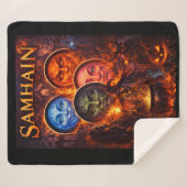 Ritual celestial moon faces Gothic fantasy fleece Sherpa Deken (Voorkant (horizontaal))