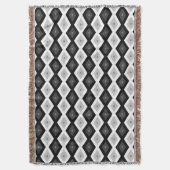 Ritvormig patroon met zwarte, witte en grijze kleu deken (Voorkant Verticaal)