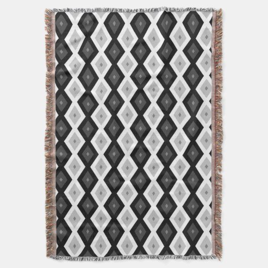 Ritvormig patroon met zwarte, witte en grijze kleu deken (Voorkant Verticaal)