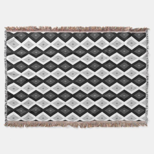 Ritvormig patroon met zwarte, witte en grijze kleu deken (Voorkant)