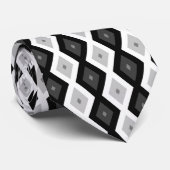Ritvormig patroon met zwarte, witte en grijze kleu stropdas (Opgerold)