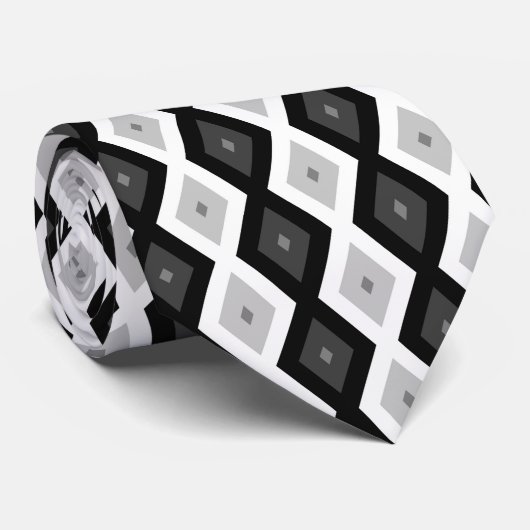 Ritvormig patroon met zwarte, witte en grijze kleu stropdas (Opgerold)