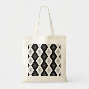 Ritvormig patroon met zwarte, witte en grijze kleu tote bag