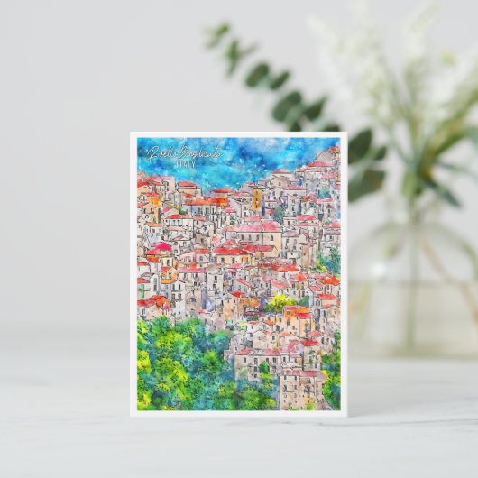 Rivello Basilicata Italië reizen waterverf Briefkaart (Staand voorkant)