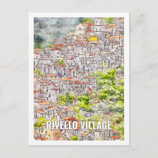 Rivello Village Italië Travel Place Waterverf Briefkaart (Voorkant)