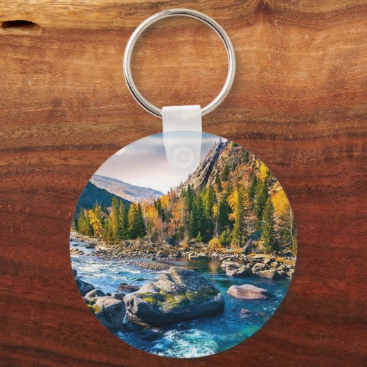 River and Mountains Photo Party Dank u wel Sleutelhanger (Achterkant)