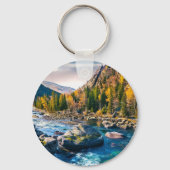 River and Mountains Photo Party Dank u wel Sleutelhanger (Achterkant)