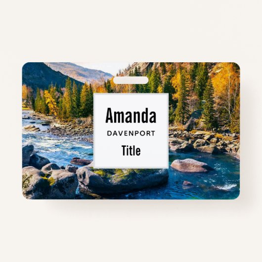 River and Mountains Schilderachtig foto Badge (Voorkant)