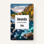 River and Mountains Schilderachtig foto Badge (Achterkant)