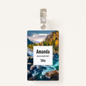 River and Mountains Schilderachtig foto Badge (Achterkant met clip)