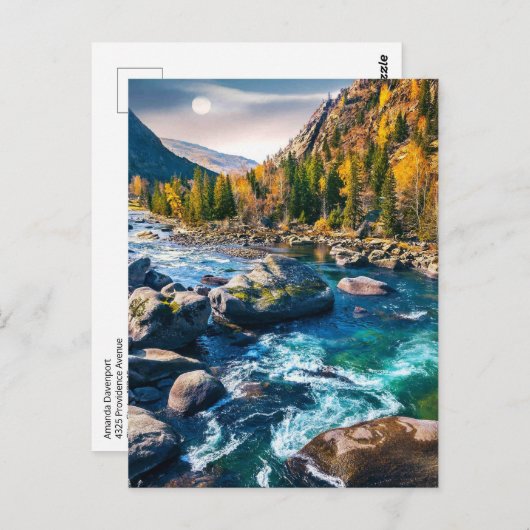 River and Mountains Schilderachtig foto Briefkaart (Voorkant / Achterkant)