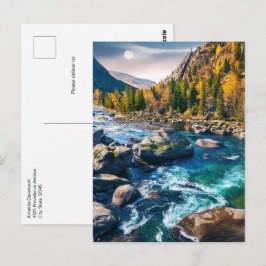 River and Mountains Schilderachtig foto Briefkaart