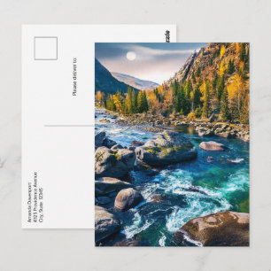 River and Mountains Schilderachtig foto Briefkaart
