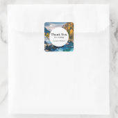 River and Mountains Schilderachtig foto bruiloft B Vierkante Sticker (Tas)