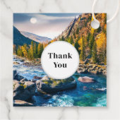 River and Mountains Schilderachtig foto Dank je we Bedankjes Labels (Achterkant)