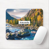 River and Mountains Schilderachtig foto Muismat (Met muis)