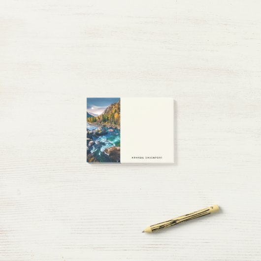 River and Mountains Schilderachtig foto Post-it® Notes (Op bureau)