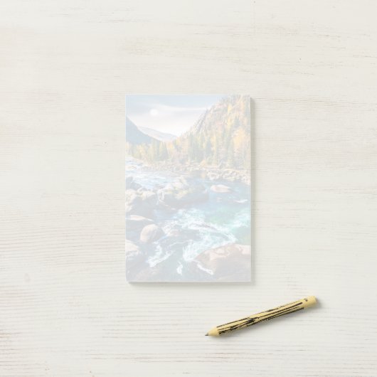 River and Mountains Schilderachtig foto Post-it® Notes (Op bureau)