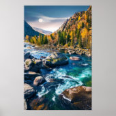 River and Mountains Schilderachtig foto Poster (Voorkant)