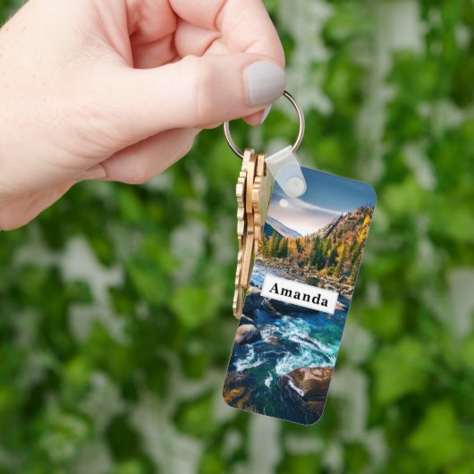 River and Mountains Schilderachtig foto Sleutelhanger (Hand)