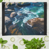 River and Mountains Schilderachtig foto Theedoek (Gevouwen)