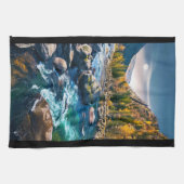 River and Mountains Schilderachtig foto Theedoek (Horizontaal)