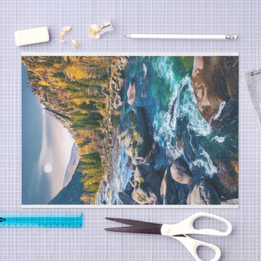 River and Mountains Schilderachtig foto Tissuepapier (Craft)