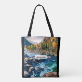River and Mountains Schilderachtig foto Tote Bag (Achterkant)