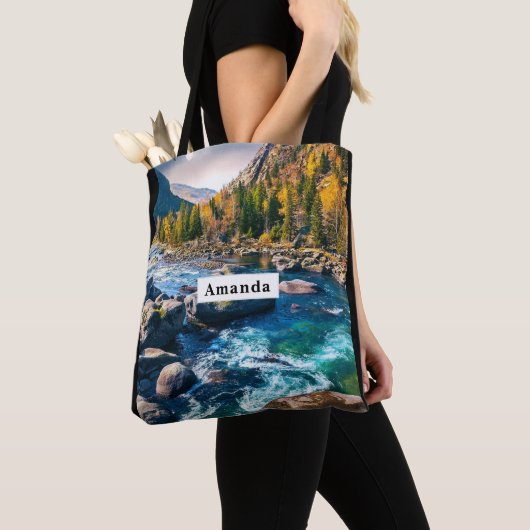 River and Mountains Schilderachtig foto Tote Bag (Dichtbij)