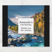 River and Mountains Schilderachtig foto Verjaardag Bier Etiket (Enkel label)