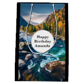 River and Mountains Schilderachtig foto Verjaardag Medium Cadeauzakje (Achterkant)
