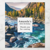 River and Mountains Schilderachtig foto Verjaardag Wijn Etiket (Enkel label)