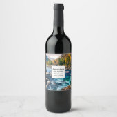 River and Mountains Schilderachtig foto Verjaardag Wijn Etiket (Voorkant)