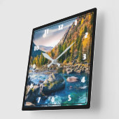 River and Mountains Schilderachtig foto Vierkante Klok (Hoek)