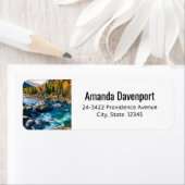 River and Mountains Schilderachtig fotoadres Etiket (Insitu)