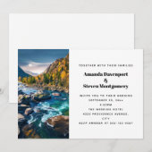 River and Mountains Schilderachtig Fotobruiloft Kaart (Voorkant / Achterkant)