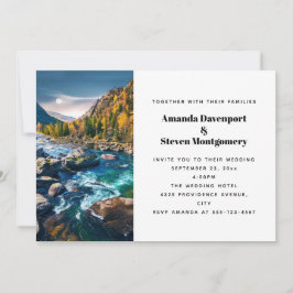 River and Mountains Schilderachtig Fotobruiloft Kaart