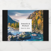 River and Mountains Schilderachtig Fotobruiloft Sparkling Wijnetiket (Enkel label)