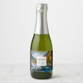 River and Mountains Schilderachtig fotofeest Bedan Sparkling Wijnetiket (Voorkant)